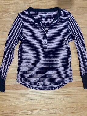 GAP Pink and Navy Striped Long Sleeve